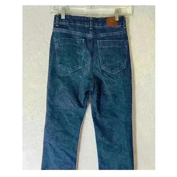 Zara Women Sz 2 High Rise Straight Fray Hem Ankle Jeans Mid Blue - Picture 3 of 9